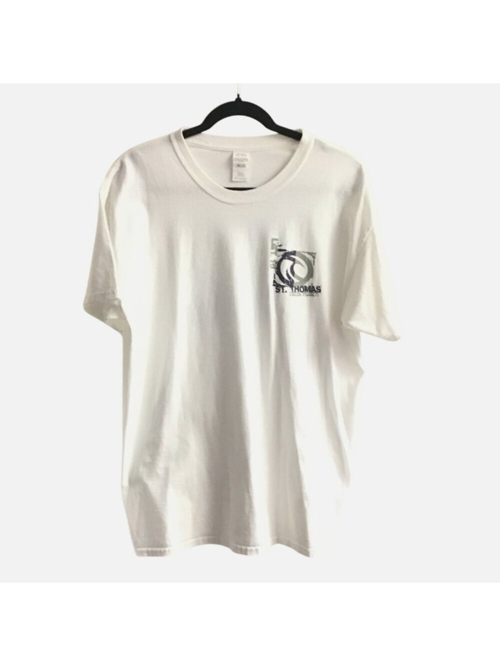 ST. THOMAS- MENS WHITE COTTON GRPAHIC CREW NECK SHORT SLEEVE T-SHIRT SIZE LARGE